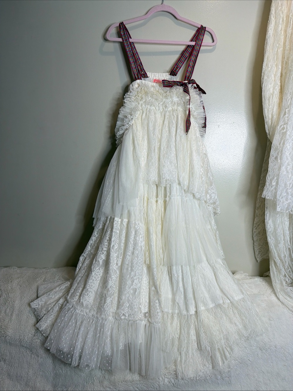 Free People Isabel Tiered Cascading Lace Chiffon Vintage Midi Dress - Picture 4 of 6